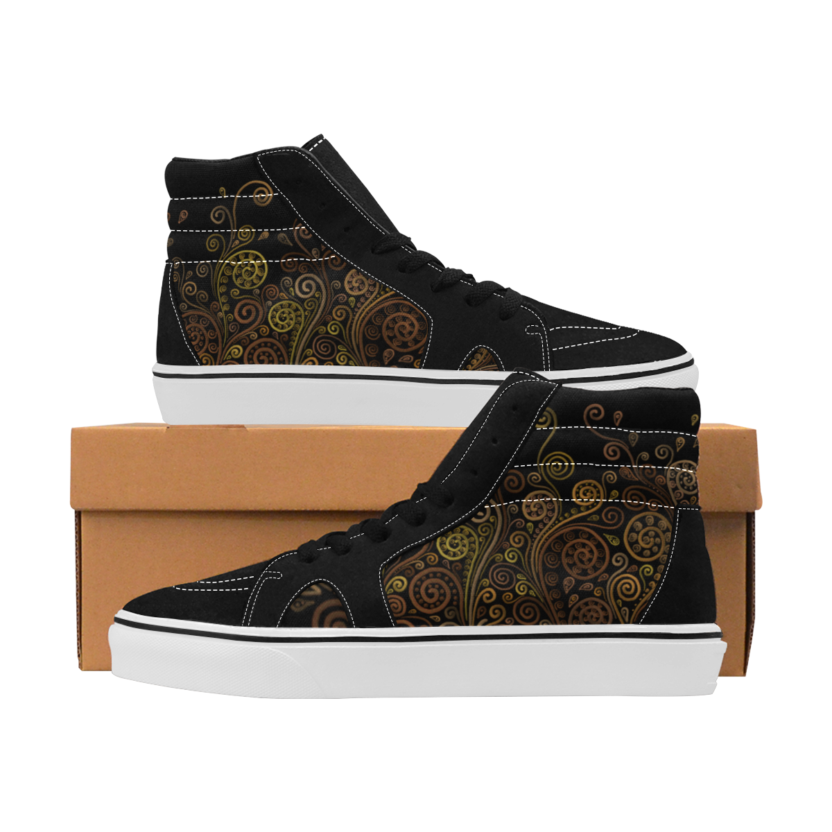 3D Psychedelic, Sand Clock Women's High Top Skateboarding Shoes (Model E001-1)