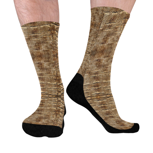 Glamour Golden Python Mid-Calf Socks (Black Sole)