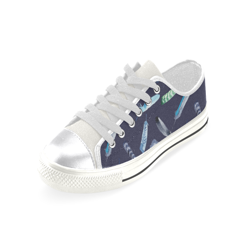 Feather dark blue Women's Classic Canvas Shoes (Model 018)