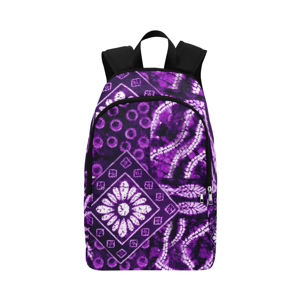 Purple Shibori Collage Fabric Backpack for Adult (Model 1659)