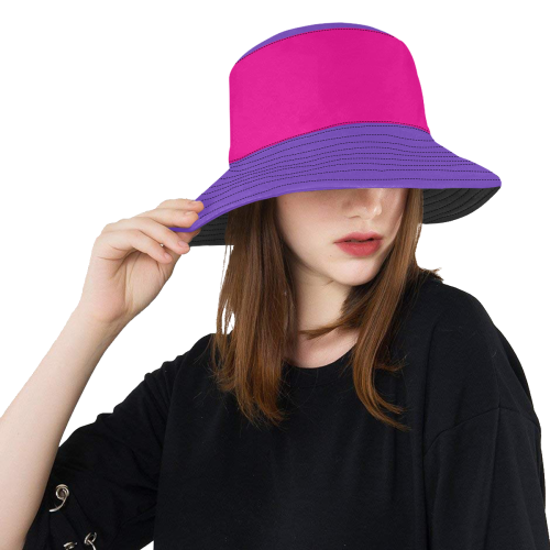 solid colors purple and pink All Over Print Bucket Hat