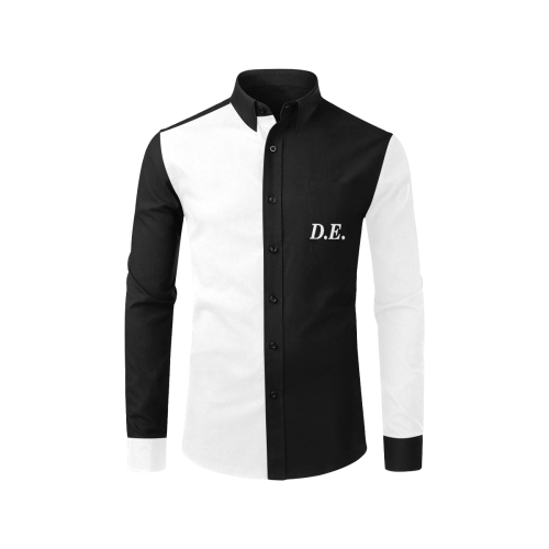 Dundealent 2 tone White/Black Men's All Over Print Casual Dress Shirt (Model T61)