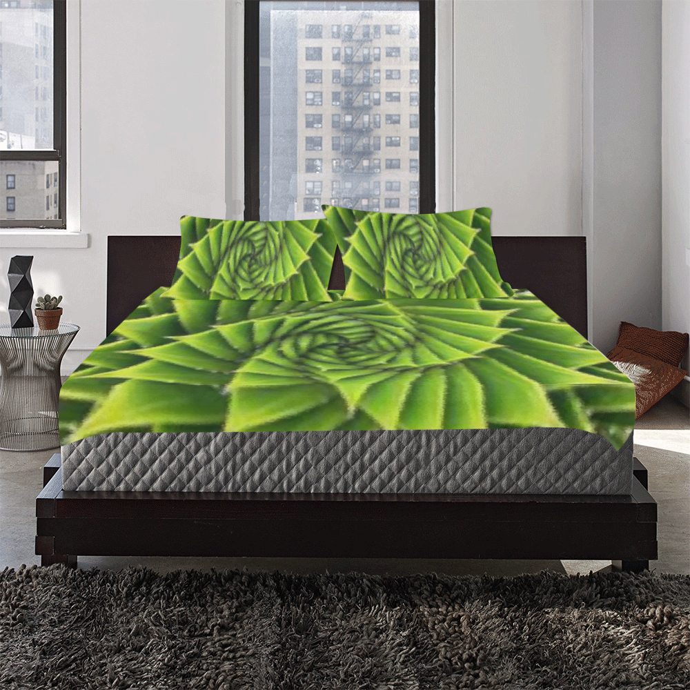cubics leaf flower 3-Piece Bedding Set