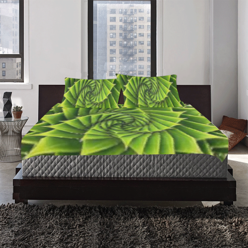 cubics leaf flower 3-Piece Bedding Set