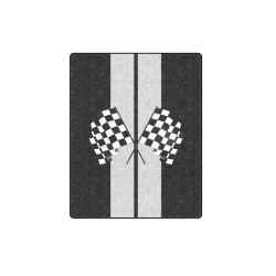 Racing Stripe, Checkered Flags, Black and Silver Blanket 40"x50"
