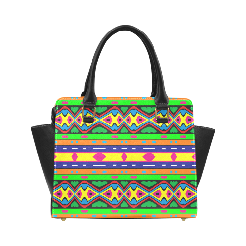 Distorted colorful shapes and stripes Classic Shoulder Handbag (Model 1653)