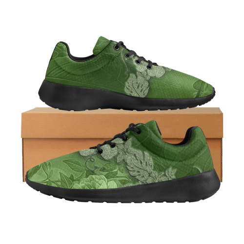 Wonderful green floral design Men's Athletic Shoes (Model 0200)