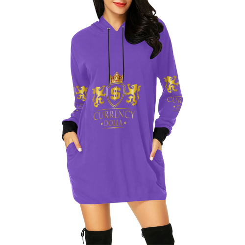 CURRENCY_DOLLA All Over Print Hoodie Mini Dress (Model H27)