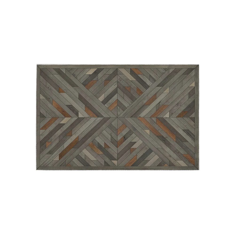 Ayumi Grey, Black, Brown Wood Vintage Area Rug 5'x3'3''