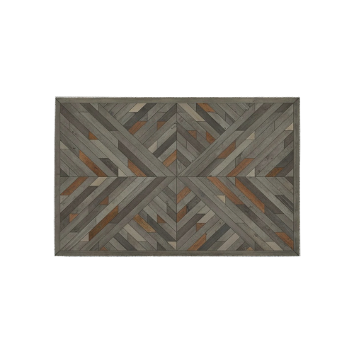 Ayumi Grey, Black, Brown Wood Vintage Area Rug 5'x3'3''