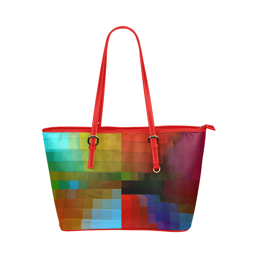 Patterns of Bright Passion Leather Tote Bag/Large (Model 1651)