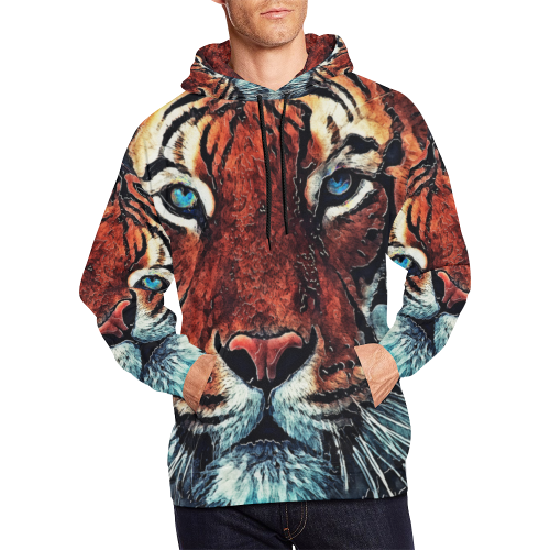 tiger All Over Print Hoodie for Men (USA Size) (Model H13)