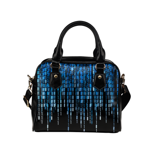 Blue Rave Matrix Hologram Black Light Shoulder Handbag (Model 1634)