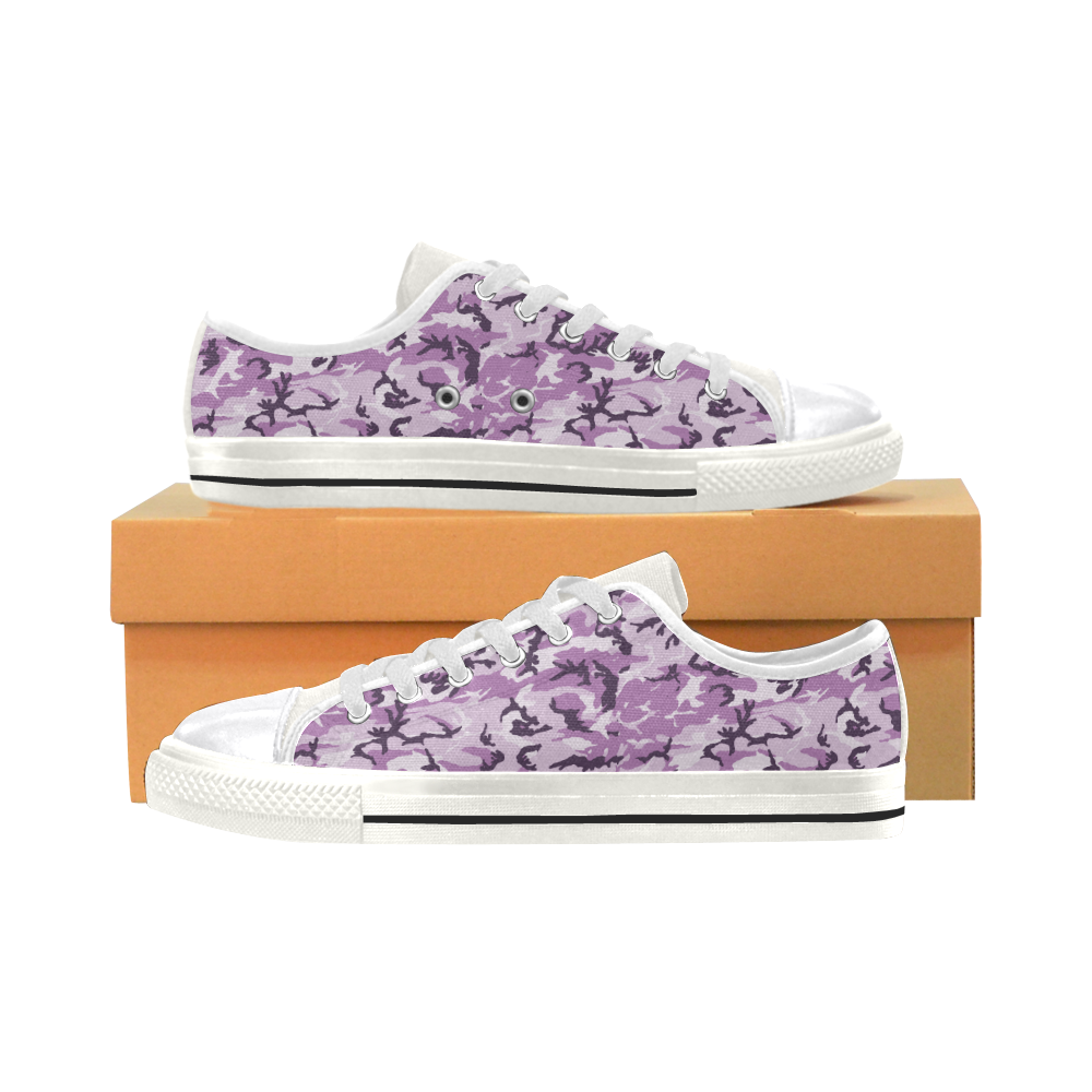 Woodland Pink Purple Camouflage Women's Classic Canvas Shoes (Model 018)