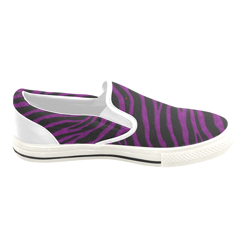 Ripped SpaceTime Stripes - Purple Slip-on Canvas Shoes for Kid (Model 019)