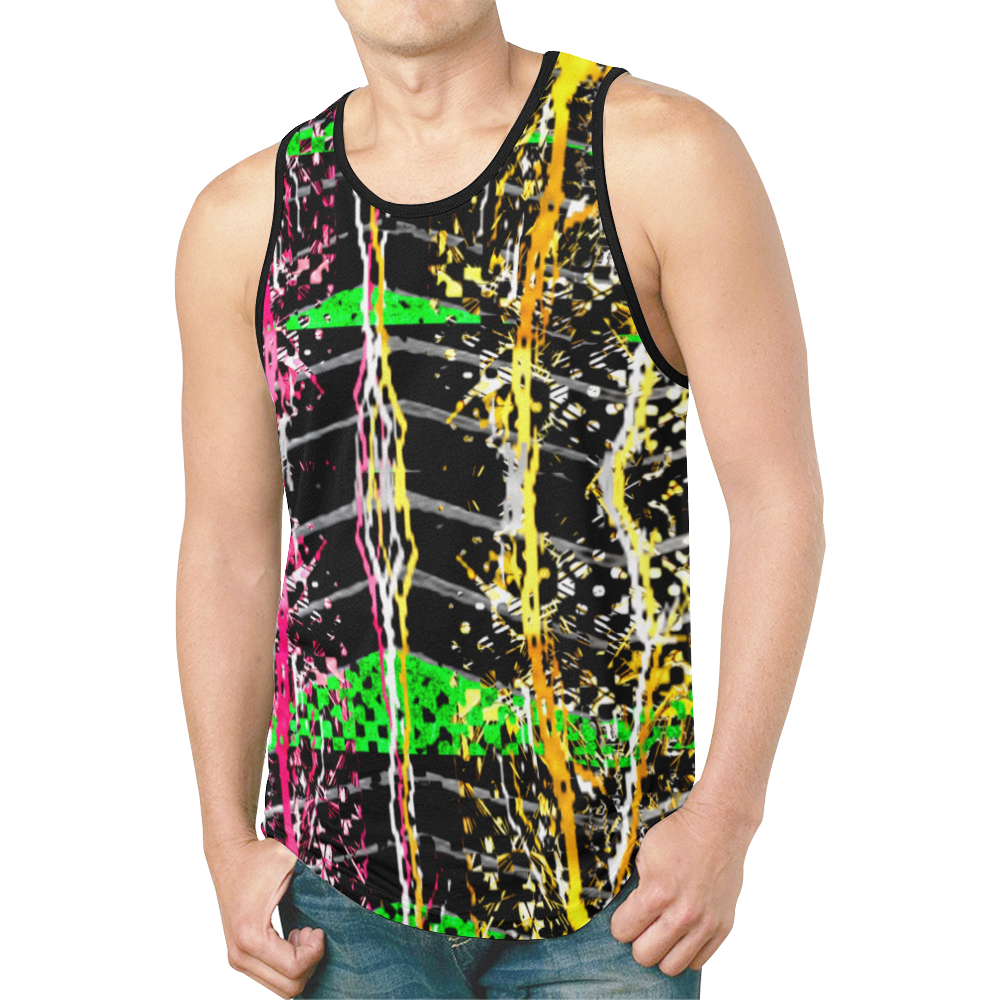Road Trip pink yellow and green tire tracks all over print tank top for men by FlipStylez Designs New All Over Print Tank Top for Men (Model T46)