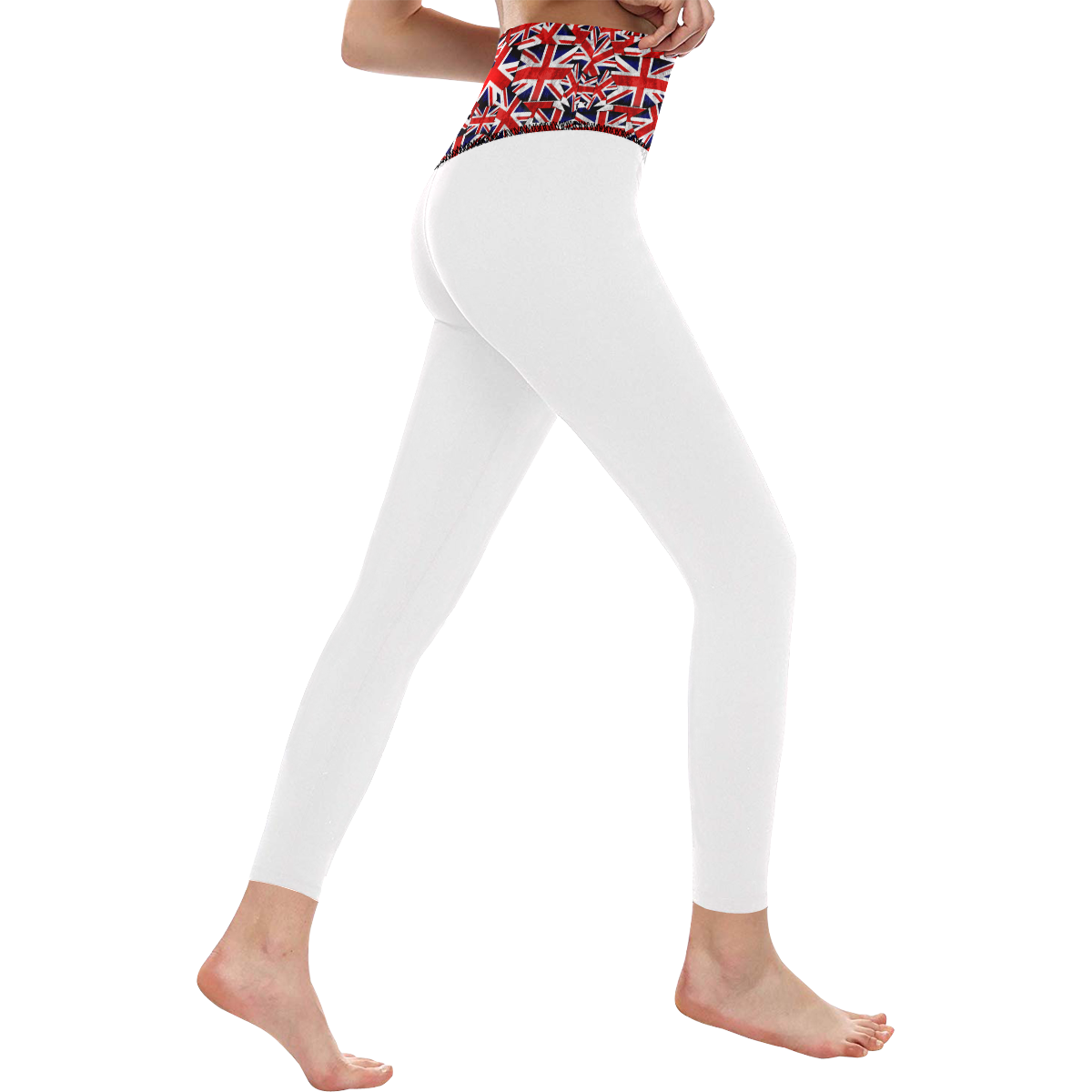 Union Jack British UK Flag White Women's All Over Print High-Waisted Leggings (Model L36)