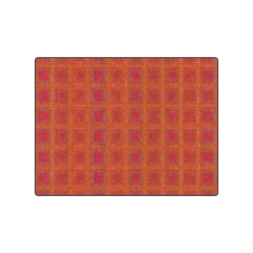 Red orange golden multicolored multiple squares Blanket 50"x60"