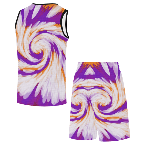 Purple Orange Tie Dye Swirl Abstract All Over Print Basketball Uniform