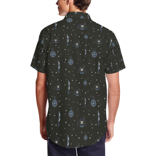 Hook Men's Short Sleeve Shirt with Lapel Collar (Model T54)