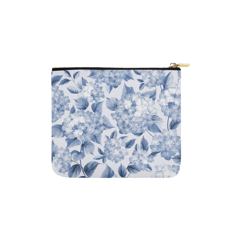 Blue and White Floral Pattern Carry-All Pouch 6''x5''