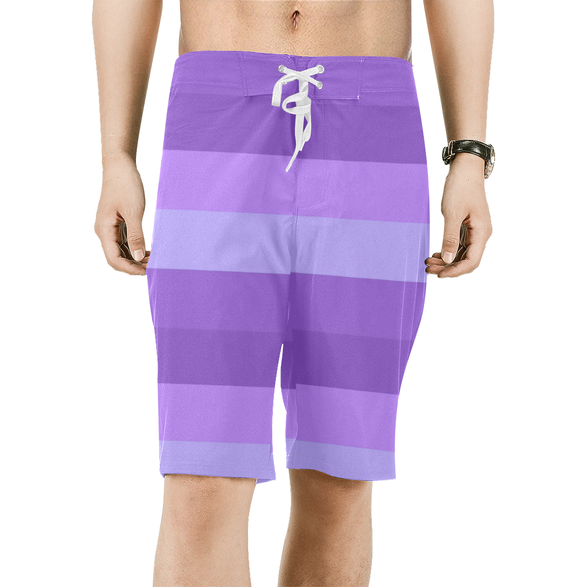 Shades Of Purple Stripes Men's All Over Print Board Shorts (Model L16)
