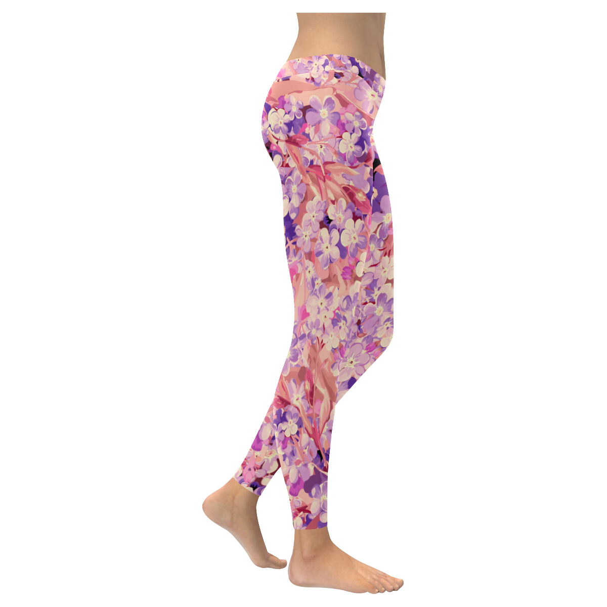 flower pattern Women's Low Rise Leggings (Invisible Stitch) (Model L05)