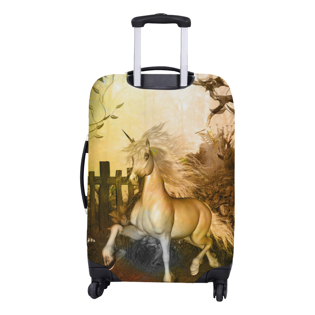 White unicorn in the night Luggage Cover/Medium 22"-25"