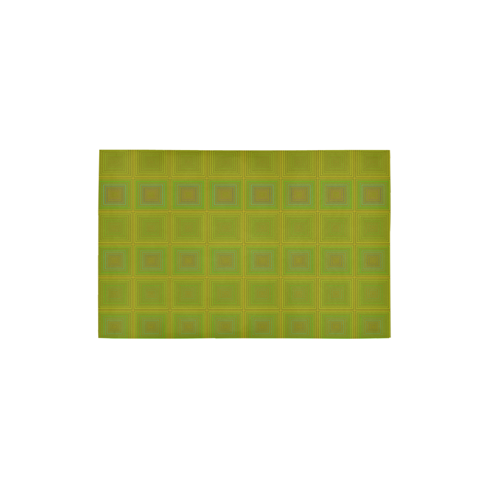 Olive green gold multicolored multiple squares Area Rug 2'7"x 1'8‘’