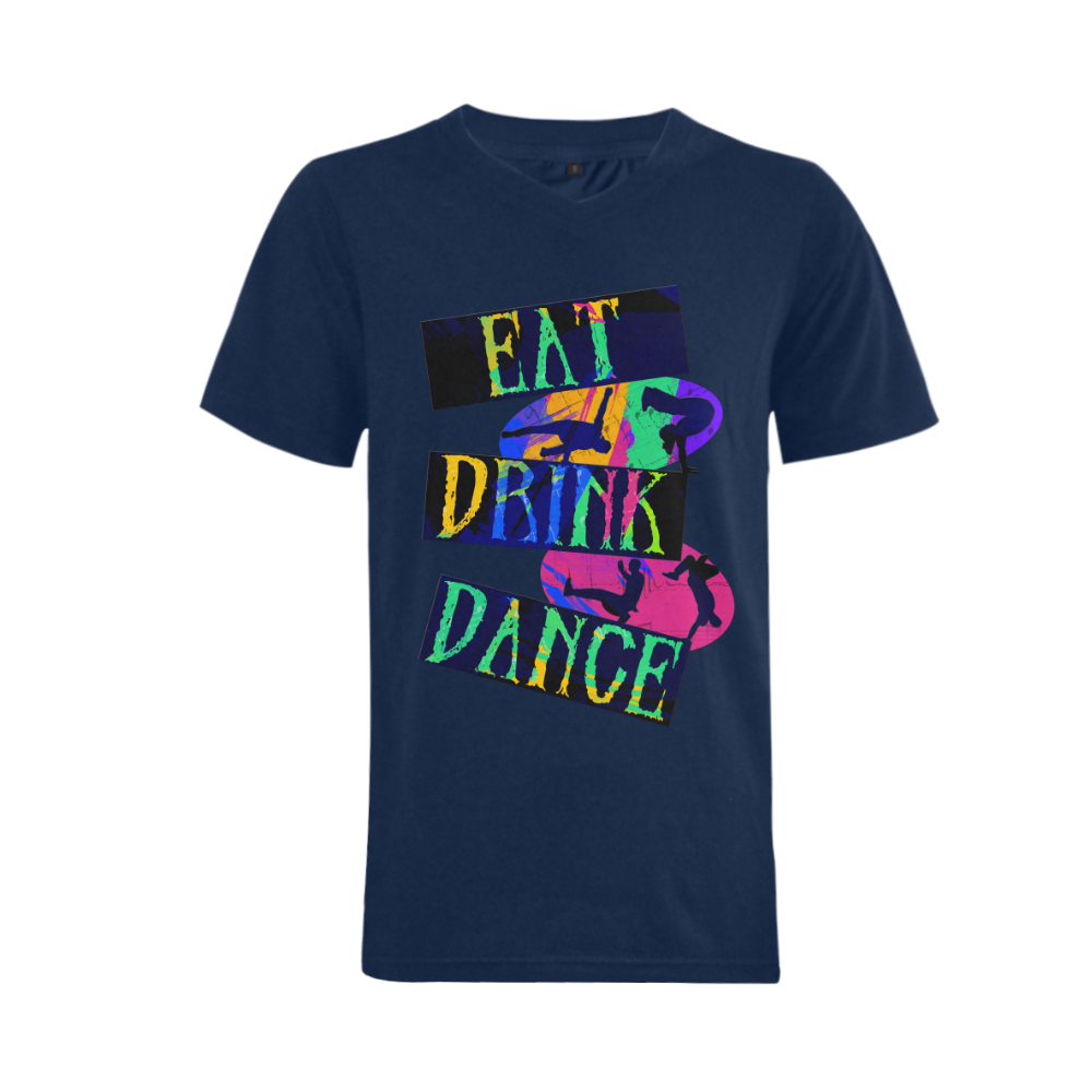 Break Dancing Colorful Blue Men's V-Neck T-shirt  Big Size(USA Size) (Model T10)
