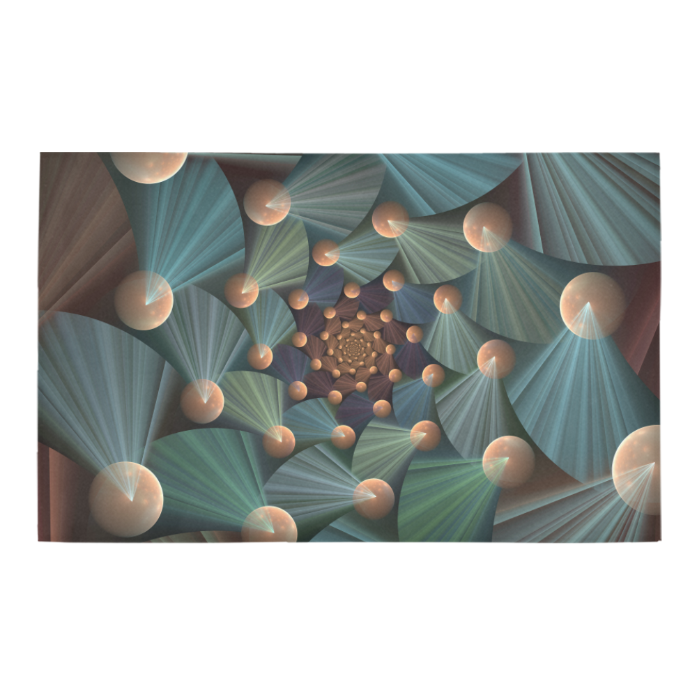 Modern Abstract Fractal Art With Depth Brown Slate Turquoise Bath Rug 20''x 32''