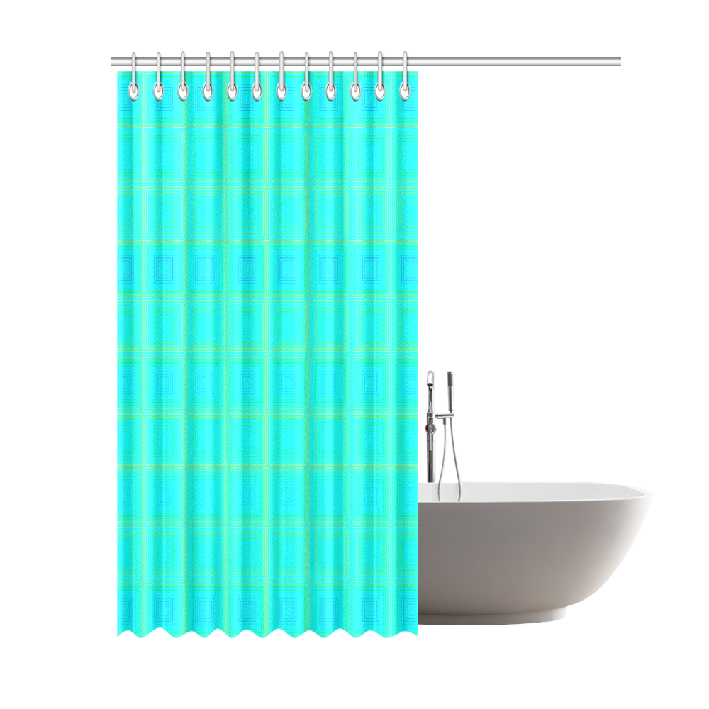 Baby blue yellow multicolored multiple squares Shower Curtain 69"x84"