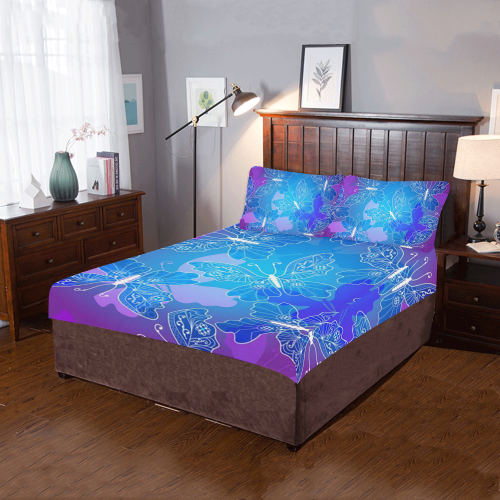 Colorful Butterflies and Flowers V19 3-Piece Bedding Set