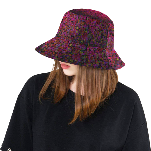 Pixel Glitch Red All Over Print Bucket Hat
