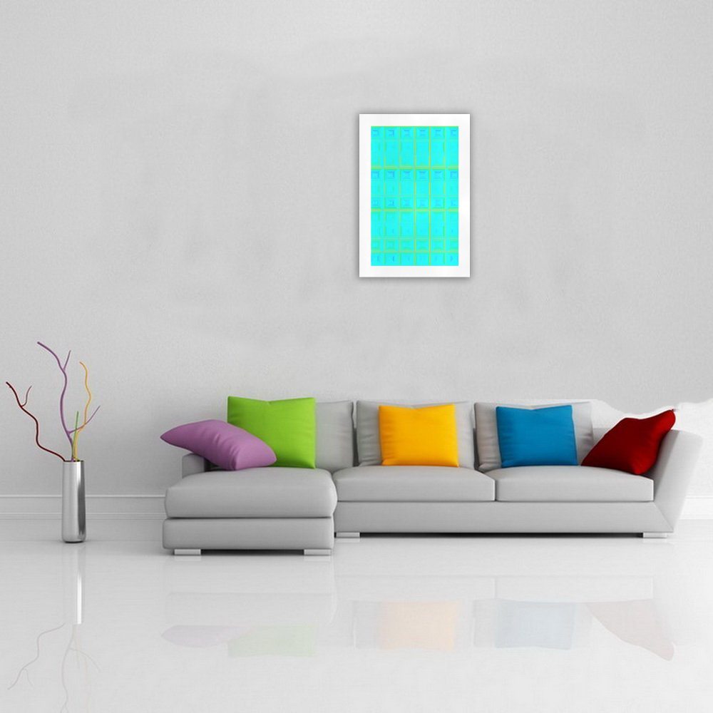Baby blue yellow multicolored multiple squares Art Print 19‘’x28‘’