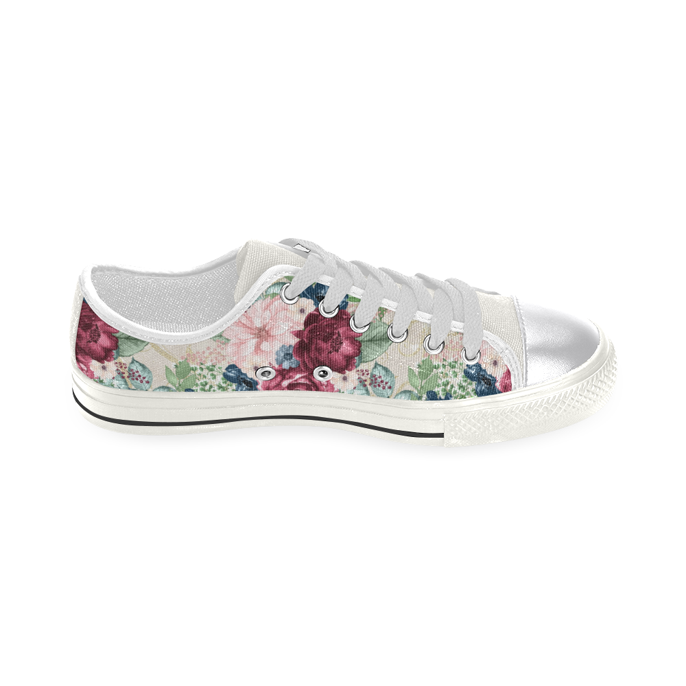 Luxury Flowers Shoes, Elegant Floral Women's Classic Canvas Shoes (Model 018)