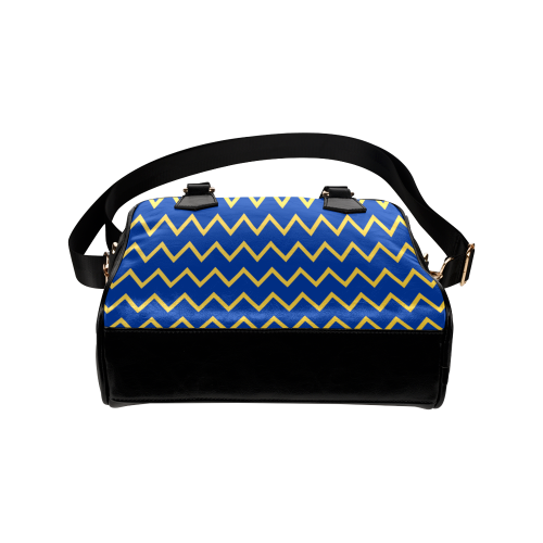 Chevron Jaune/Bleu Shoulder Handbag (Model 1634)