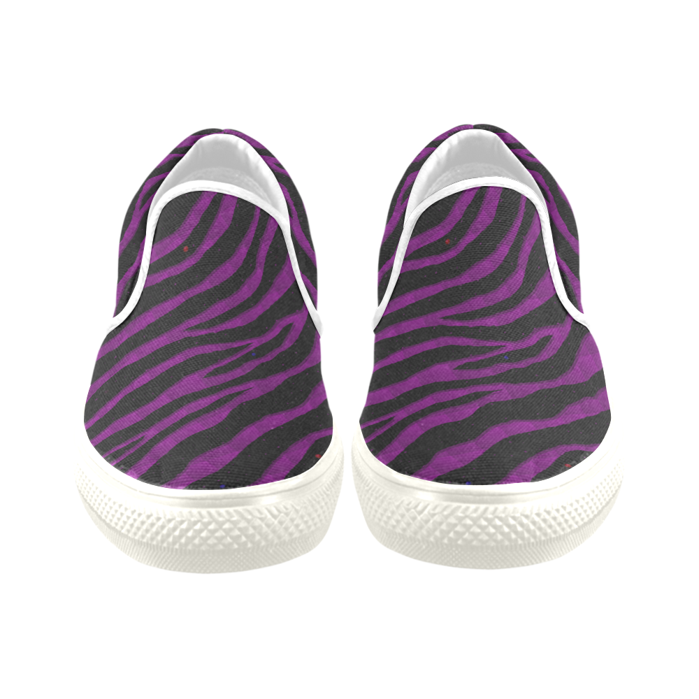 Ripped SpaceTime Stripes - Purple Slip-on Canvas Shoes for Men/Large Size (Model 019)