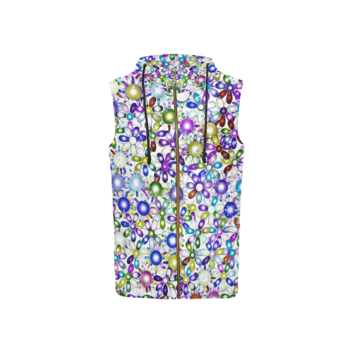 Vivid floral pattern 4181B by FeelGood All Over Print Sleeveless Zip Up Hoodie for Women (Model H16)