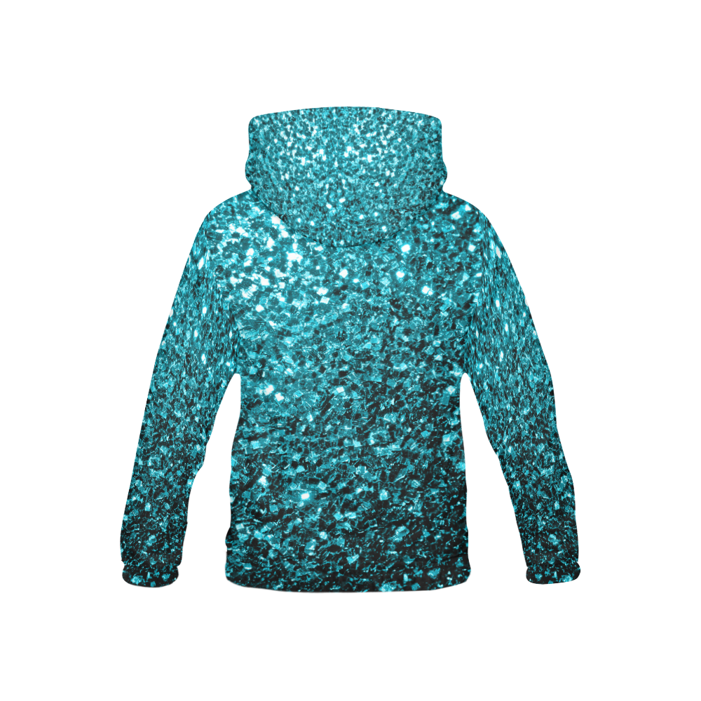 Beautiful Aqua blue glitter sparkles All Over Print Hoodie for Kid (USA Size) (Model H13)