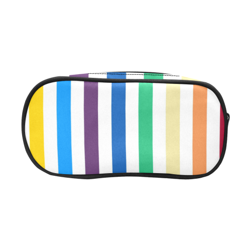 Rainbow Stripes with White Pencil Pouch/Large (Model 1680)
