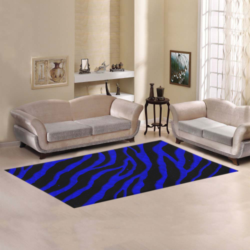 Ripped SpaceTime Stripes - Blue Area Rug 7'x3'3''