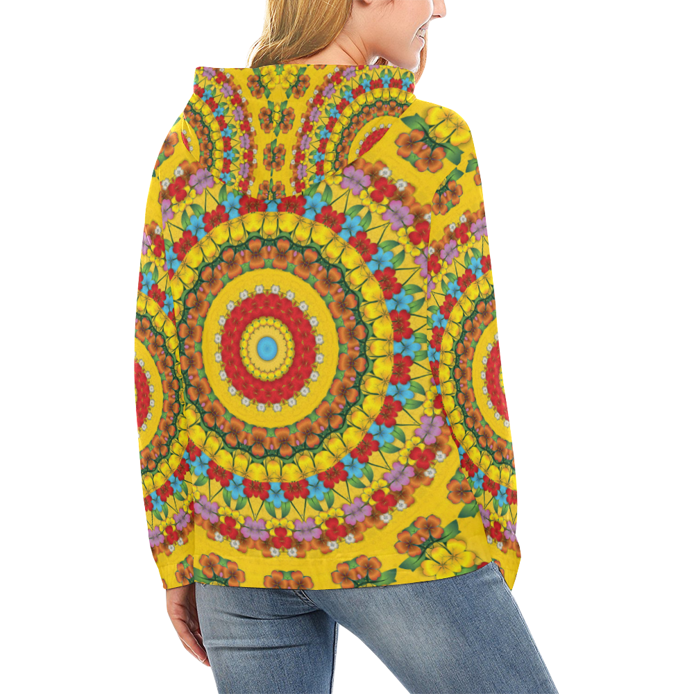 Blooming mandala All Over Print Hoodie for Women (USA Size) (Model H13)