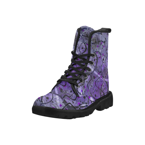 Messy Lavender Martin Boots for Women (Black) (Model 1203H)