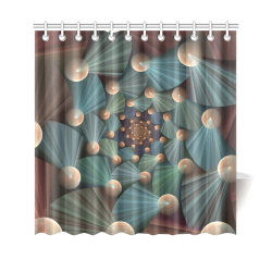 Modern Abstract Fractal  Art With Depth Brown Slate Turquoise Shower Curtain 69"x70"