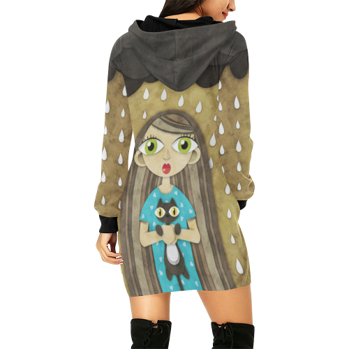 We Love Rain All Over Print Hoodie Mini Dress (Model H27)