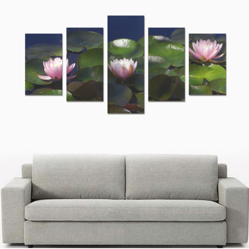 3 pink waterlilies in morning light Canvas Print Sets C (No Frame)