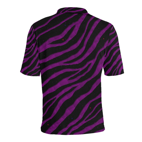 Ripped SpaceTime Stripes - Purple Men's All Over Print Polo Shirt (Model T55)