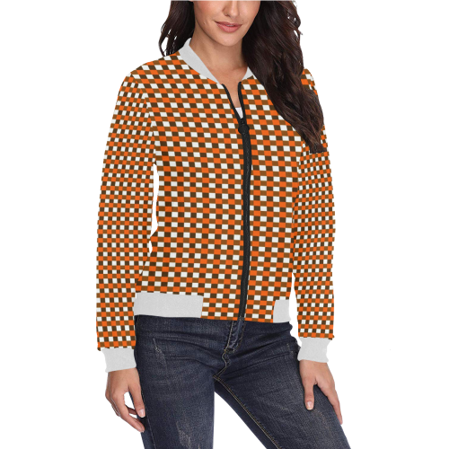 CHECKERBOARD 420 All Over Print Bomber Jacket for Women (Model H36)