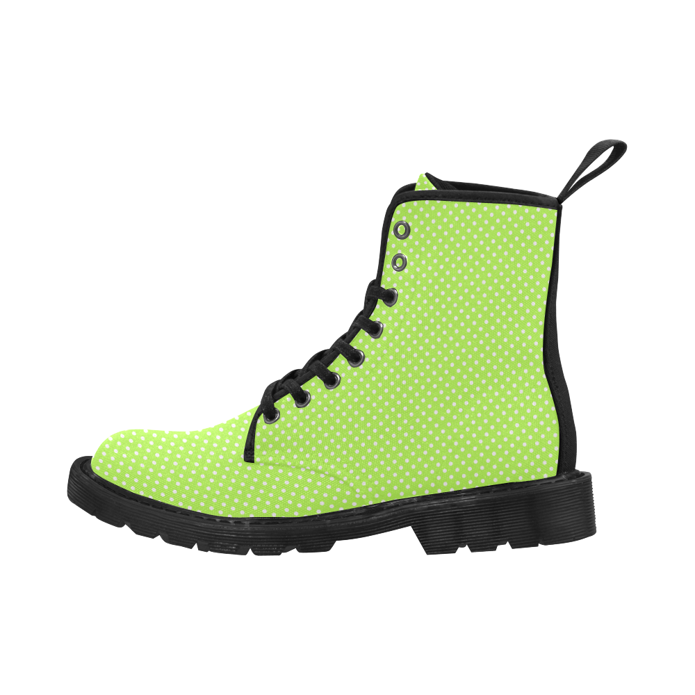 Mint green polka dots Martin Boots for Women (Black) (Model 1203H)